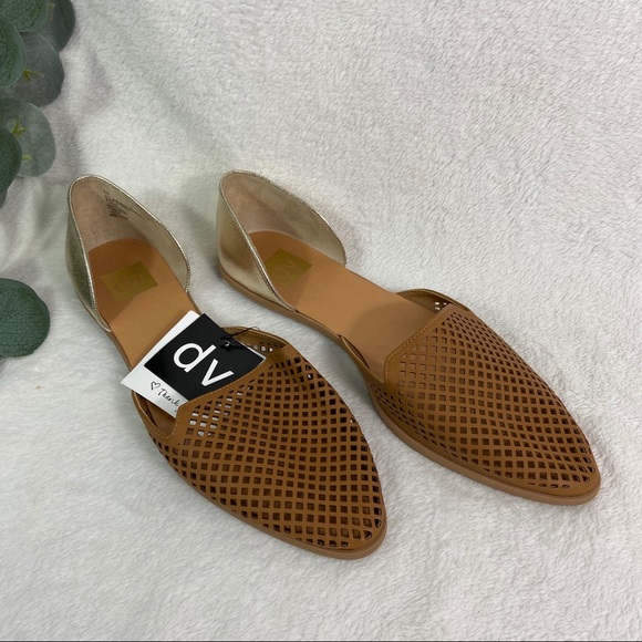 Shoes - DV Dolce Vita Tan & Gold Paige Perforated Flat NWT